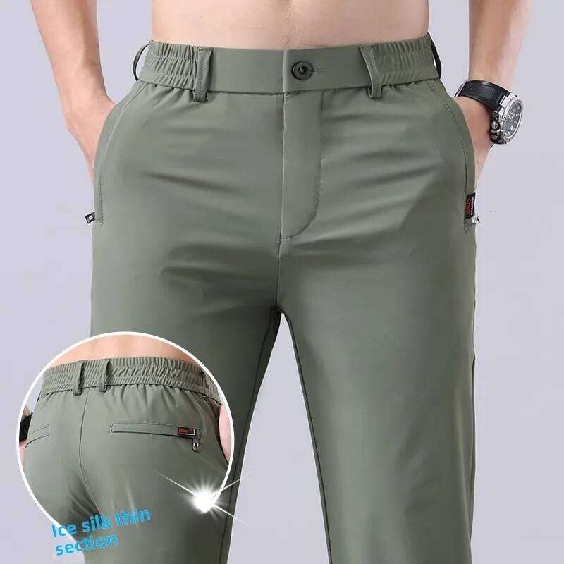 Pantaloni in seta di ghiaccio da uomo nuovi estivi coreano Y2K pantaloni sportivi elastici tutti abbinati pantaloni da abito dritti alla moda casual
