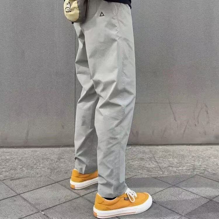 Luxury Triangle Logo Hiking Pants For Men Women, Spring And Autumn Outdoor Sports Solid Color Workwear Casual Loose Fit Versatile Long Pants, Trendy