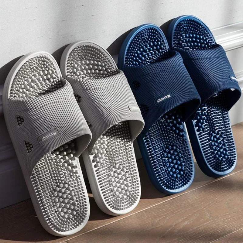Mens Massage Slippers Summer Bathroom Sandals Women Indoor Non-slip Soft Bottom Solid Colour Casual Shoes Sandalias Planas 260623