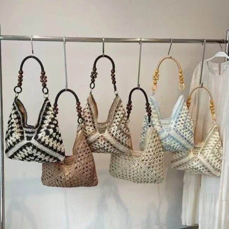 2026 Hollow Out Straw Woven Tote Bag Beach Handbag Bohemian Large Capacity Bucket Shoulder Bags Holiday 260623