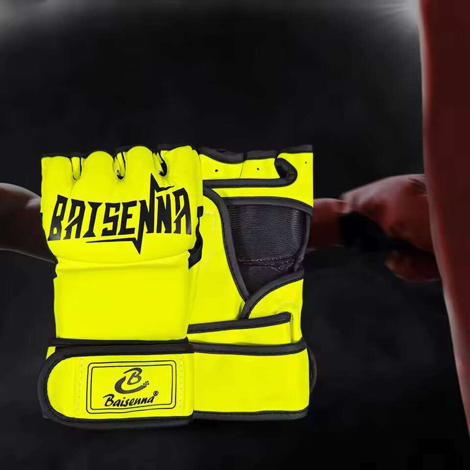 Boxing Gloves Protective Half Finger Mitts PU Leather Equipment for MMA Kickboxing Fitness Training W260624