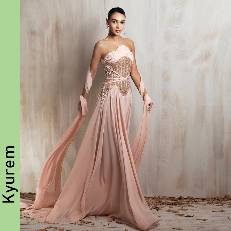 elegant a line womens formal evening gowns sleeve beading pearls saudi dubai party gowns robe de soiree custom made color size