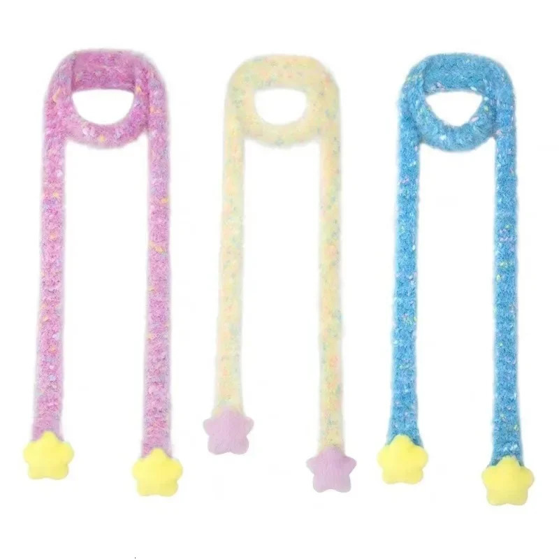 Winter Scarf Woman Candy Color Y2k Girls Stars Cute Sweet Cool Neck Petite Lady Japanese Kawaii Pink Scarves 260623