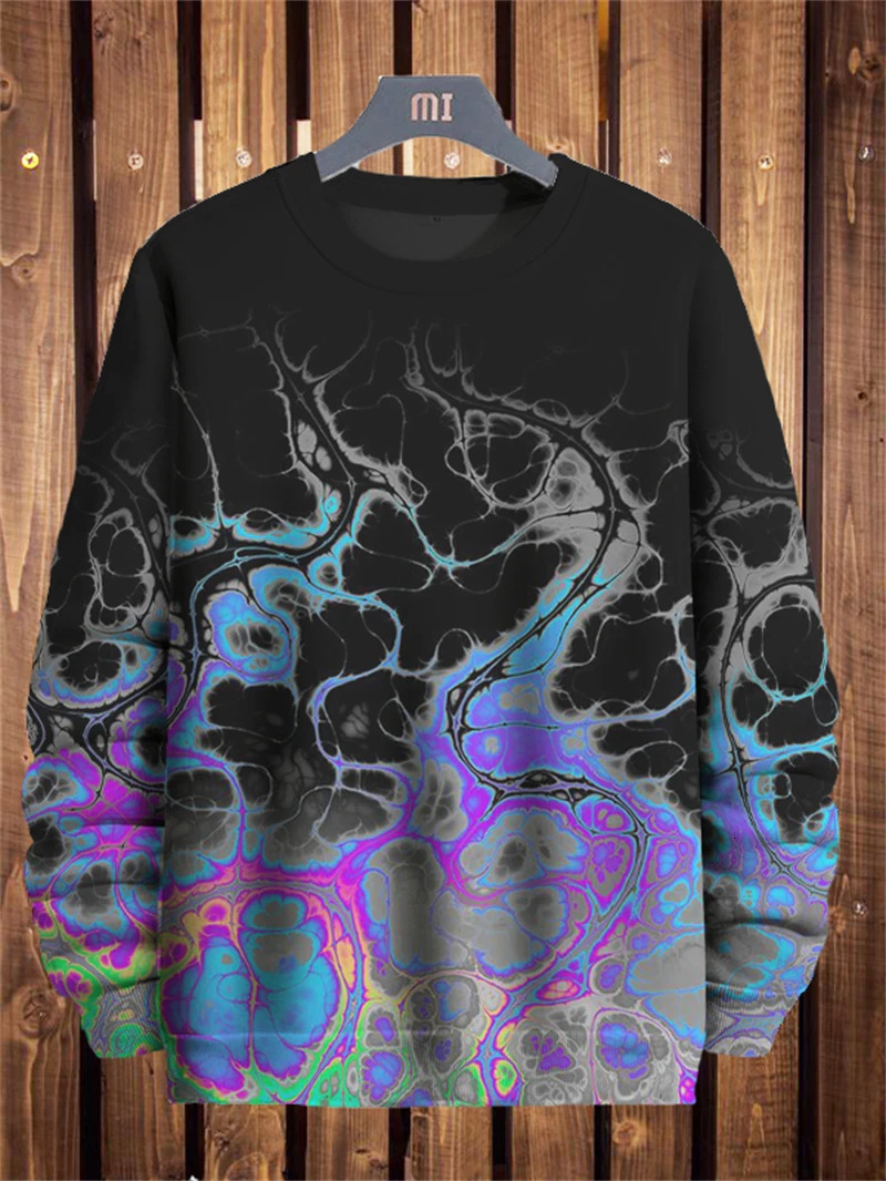Mens Sweatshirt 3D Printed Colorful Art Pattern Long Sleeve Pullover Loose Crew Neck Hoodie Plus Size Harajuku Men Women Tops 260618