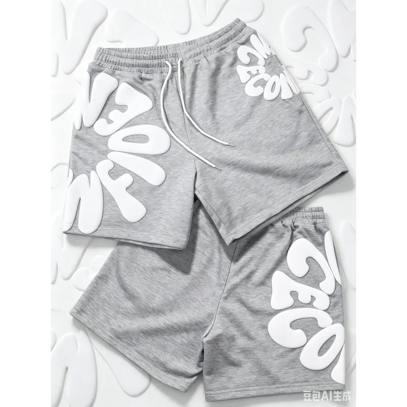 2026 Summer High-Street Style Quick Drying American Street Style Letter Printed Casual Mens Breathable Unisex Overside Shorts 260623