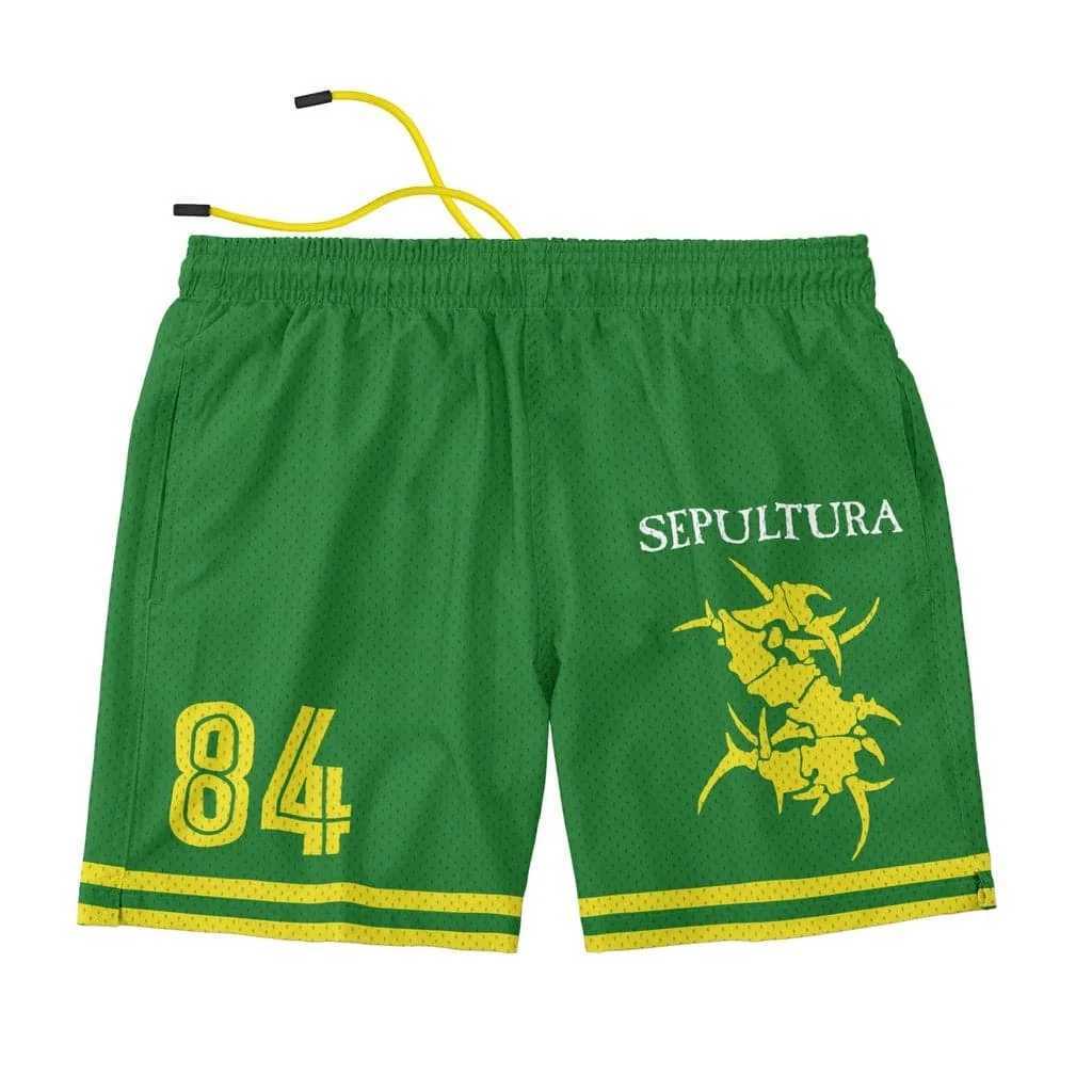 New 84 Green Mesh Basketball Shorts Men Rock Band Print Casual Streetwear Breathable Workout Gym Shortsz 2026 Short Q260623