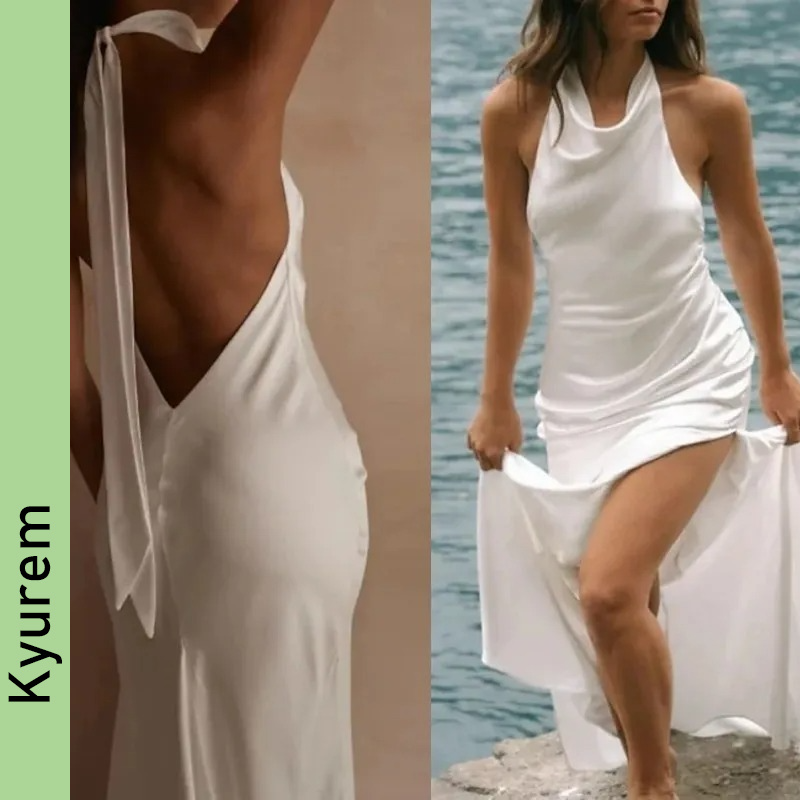 Summer Beach Open Back Wedding Dresses Vestido De Noiva Sleeveless Halter Side Split Satin Women Bridal Gown Robe De Mariage 2026 Sexy