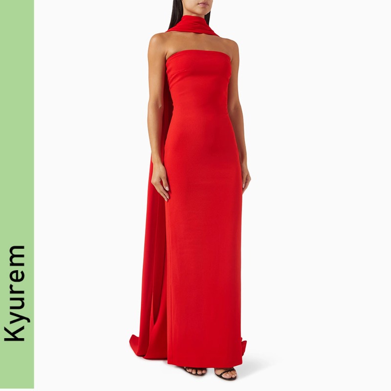 Elegant Evening Dresses with Shawl Column Strapless Bright Party Gowns for Women Sleeveless Long Prom Gowns Robe De Soiree