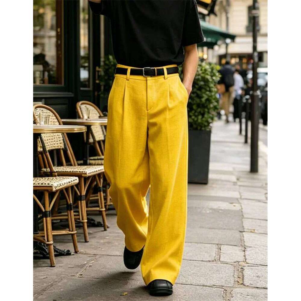 Mens Straight Leg Suit Pants With Elastic Waist Comfortable Breathable Wrinkle Resistant Lightweight Casual Trousers Summer W260624