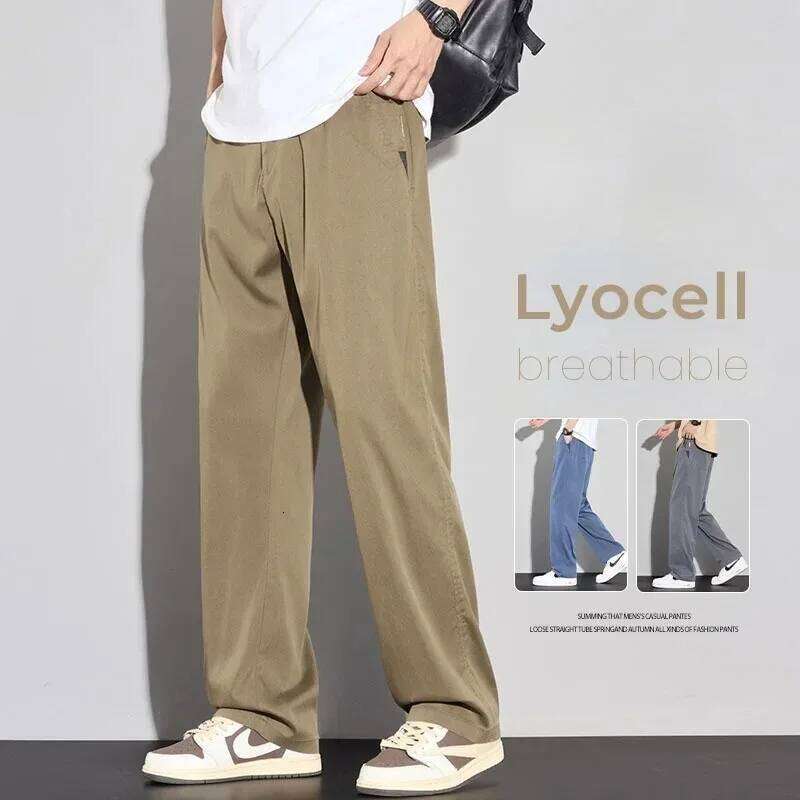 2026 Thin Summer New Men's Soft Lyocell Casual Pants Comfortable Fashion Solid Color Simple Male Trousers Brand Clothing W260624