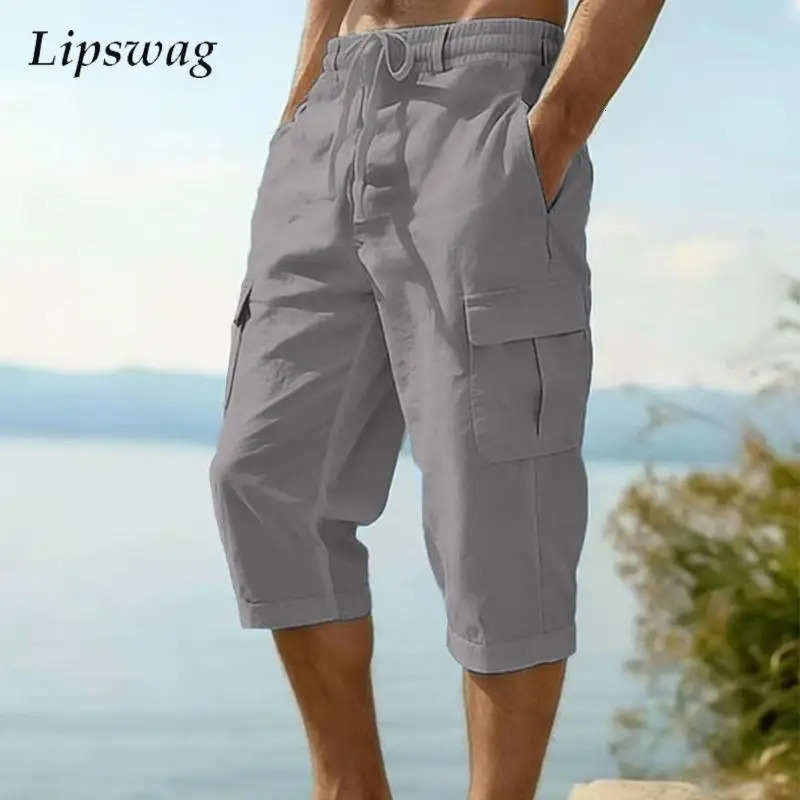 Seaside Beach Casual Linen Shorts Mens 2026 Summer Daily Leisure Breathable Loose Straight Vintage Men Solid Color 260624
