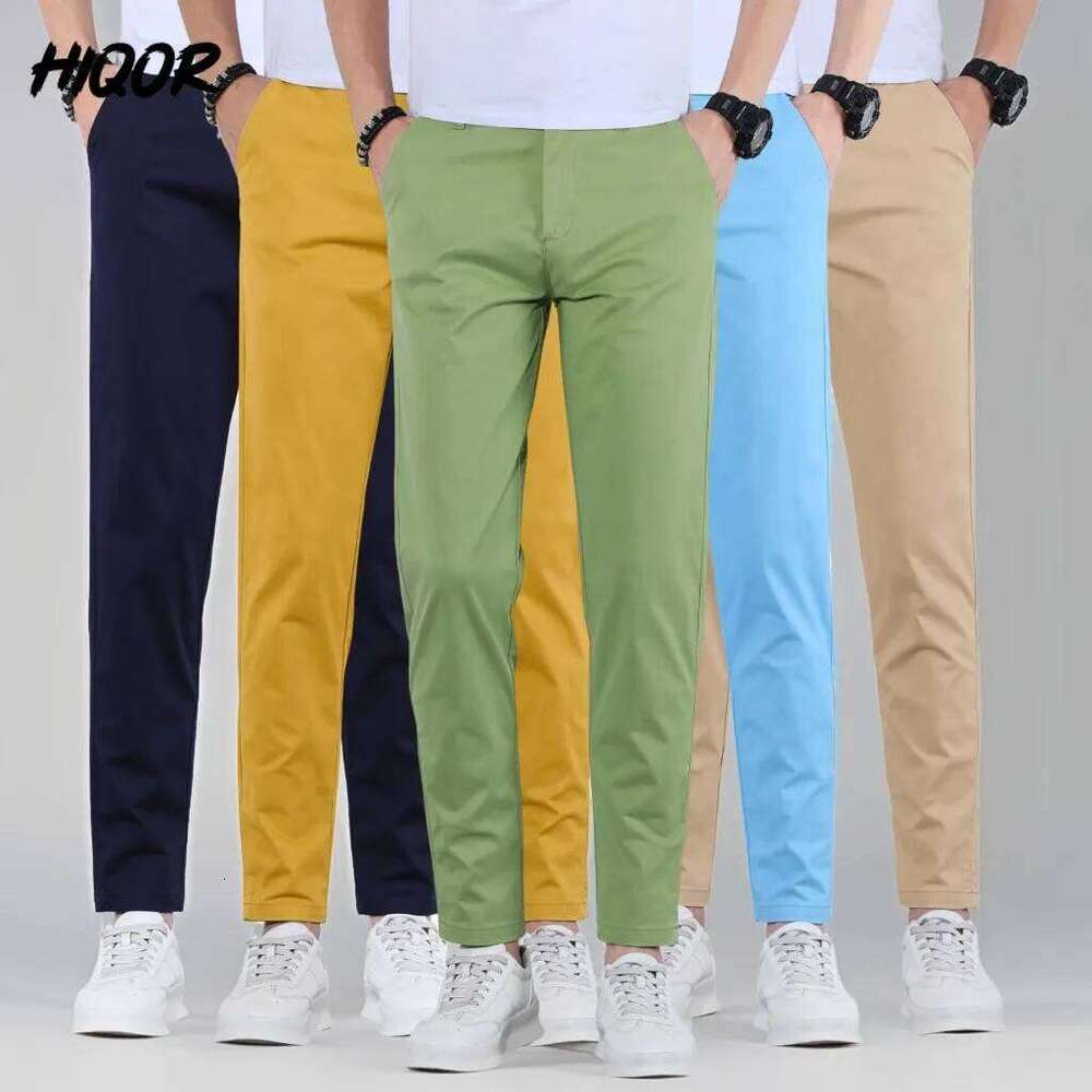 HIQOR Man 9 Colors Mens Casual Long Pants Summer Thin Cotton Trousers For Men Breathable Streetwear Fashion Men's Clothing W260624