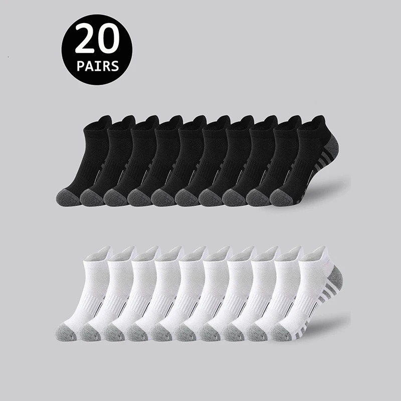 1020 Pairs of Soft Socks Black and White Ankle Breathable Low Cut Sports Label Suitable for Mens Running Socks 260623