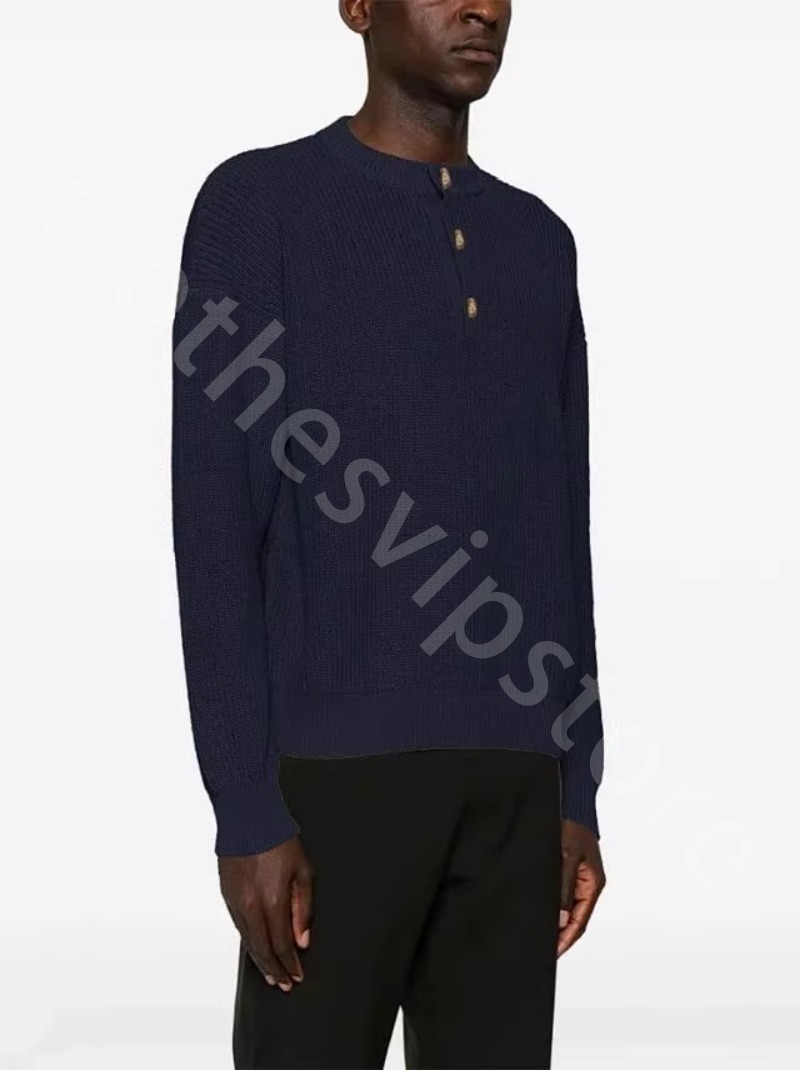 Quite Luxury Designer Mens Sweater Half-open Neck Thick Pullover Sweater Cotton Cashmere Comfortable Warm Sweater L1289