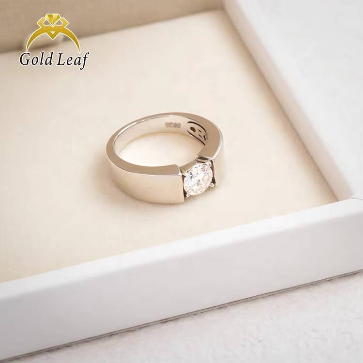 Goldleaf Jewelry Custom Hip Hop Jewelry 925 Sterling Silver Ring Iced Out VVS Moissanite Diamond Ring Men
