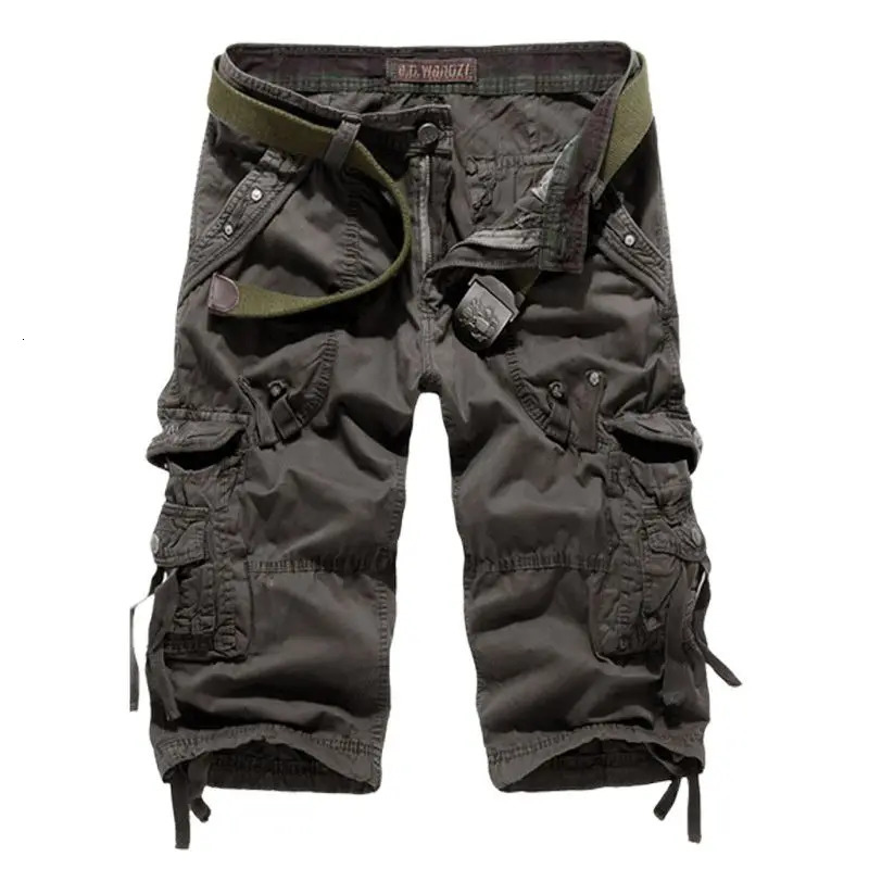 Summer High Quality Cargo Shorts Men Casual Workout Military Mens Shorts Multi Pocket Knee Length Short Pants 260624