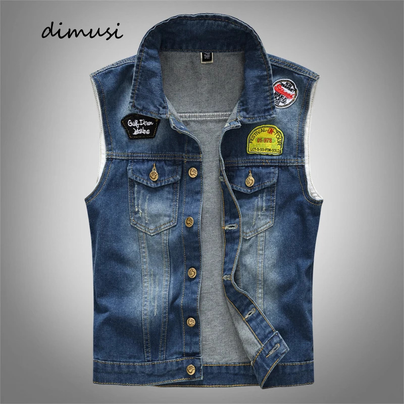 Spring Summber Mens Denim Vests Vintage Cotton Jeans Waistcoats Mens Fashion Ripped Biker Sleeveless Jackets Clothing 260623