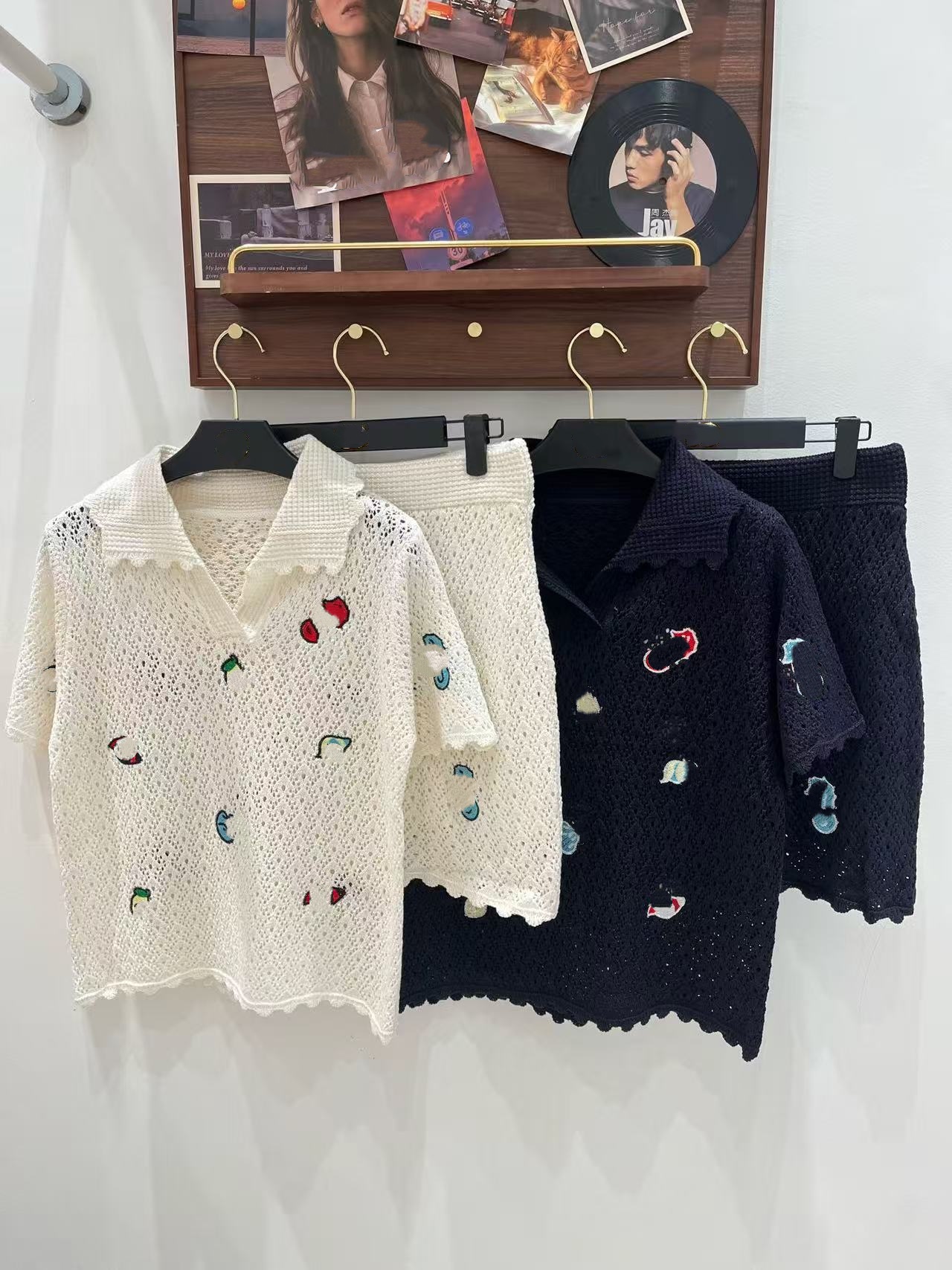 C ensemble de jupe courte tricotée à manches courtes, couleur Pure, dos ouvert, haut de gamme, nouvelle collection été