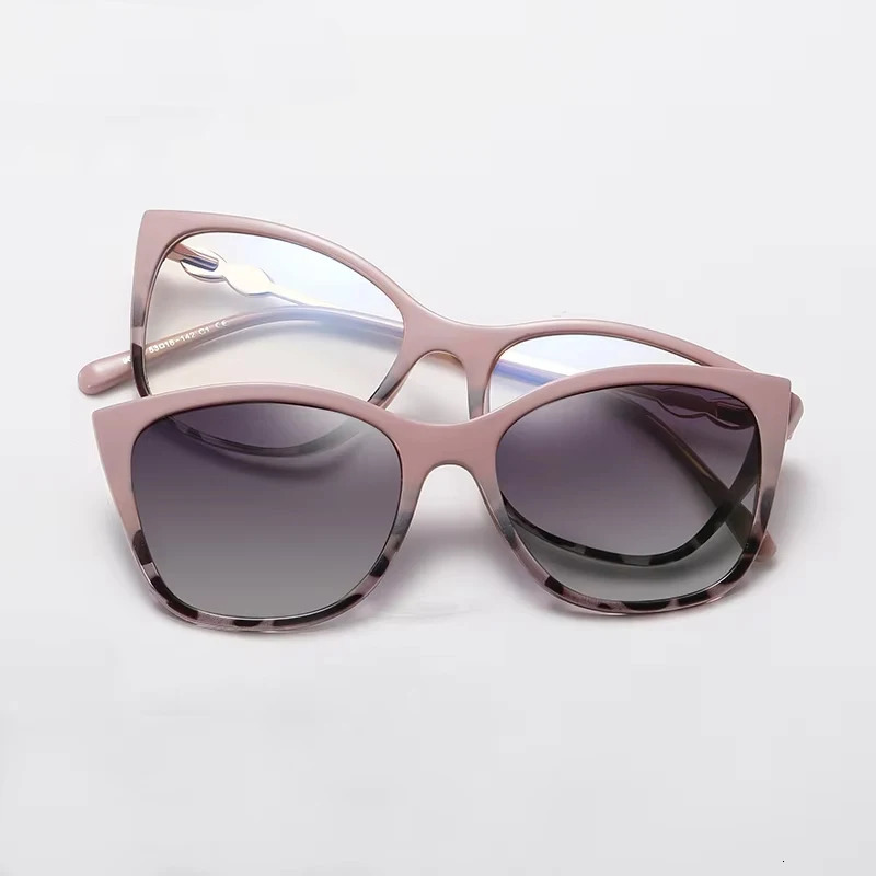 Magnetic Polarized Sunglasses Women Fashion Cat Eye 2 In 1 Clip On Ladies Anti Blue Light Glasses Frames TR90 Metal Eyewear 260623
