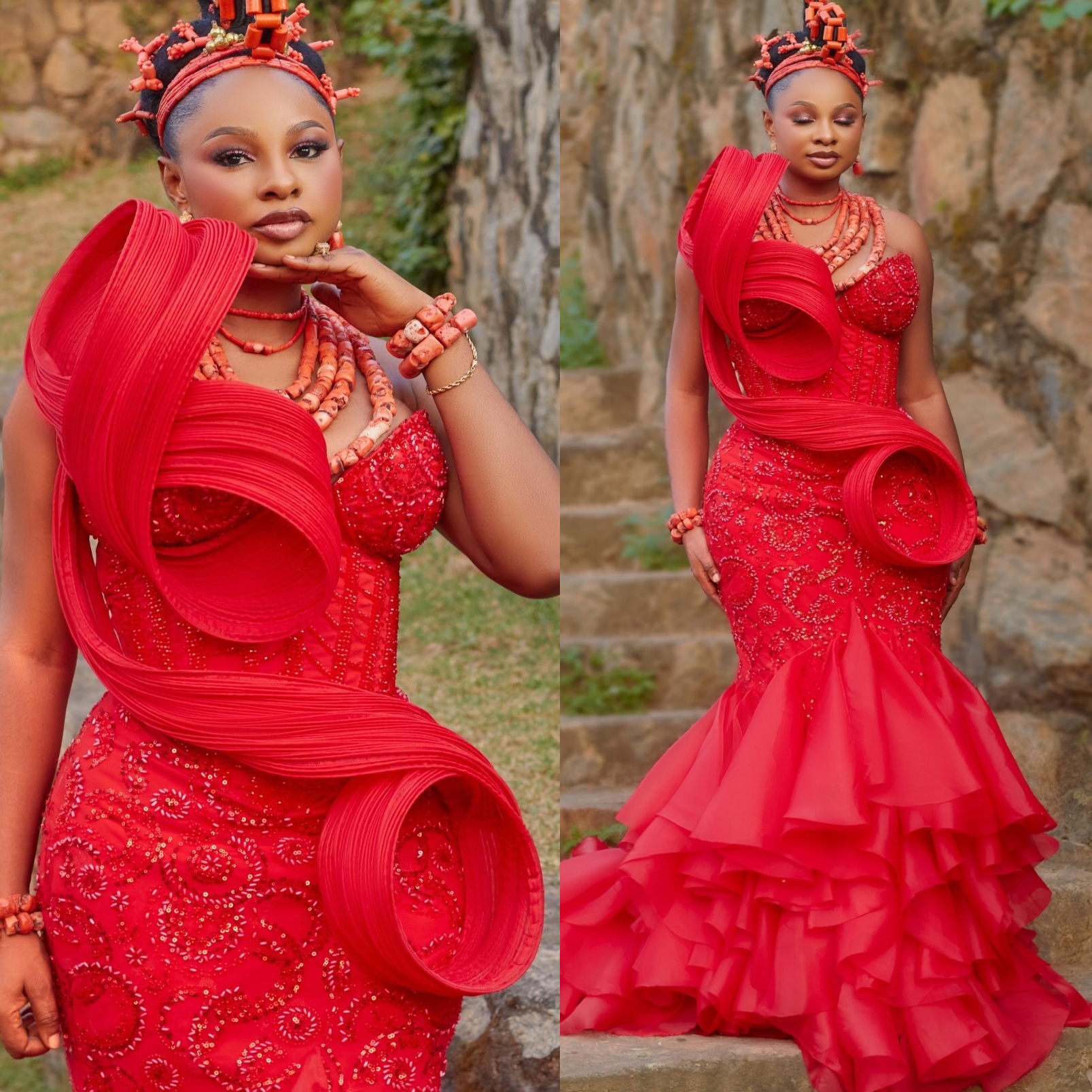 Aso Ebi Red Mermaid Prom Dress 2026 Evening Dress Sweetheart Beaded Tulle Stylish Birthday Formal Women Pageant Party Gowns Long Dinner Dresses ZJ09