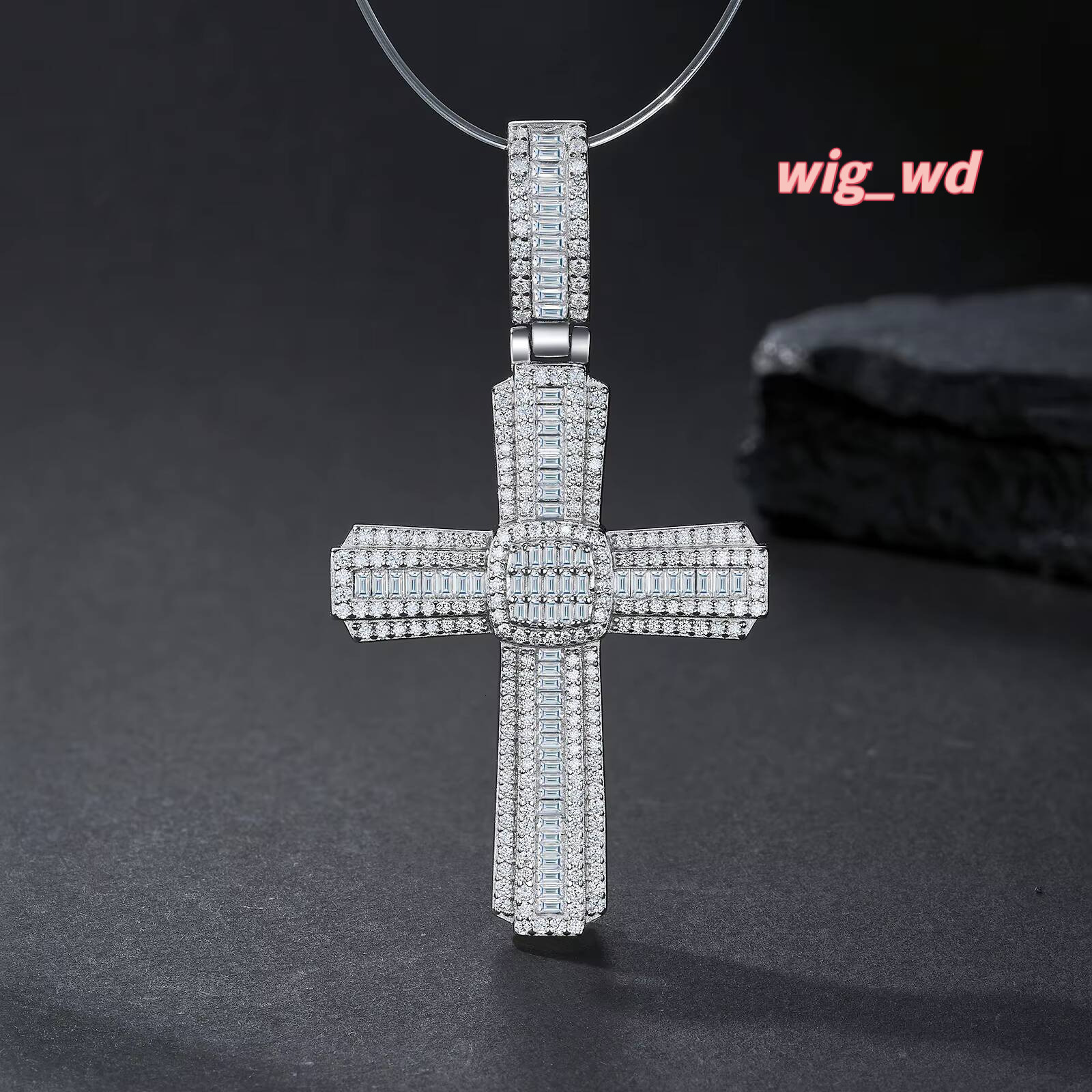 New Design Hiphop Moissanite Cross Fine Gemstone 925 Silver Jewelry Men Pendants Wholesale Party Occasions Man Pendant