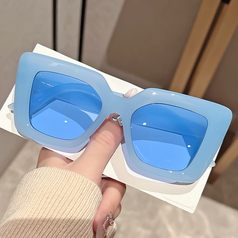 New Korean-Style Simple Large-Frame Dopamine Jelly-Colored Fashion Sunglasses Women, High-End Street Style Trendy Glasses For Men
