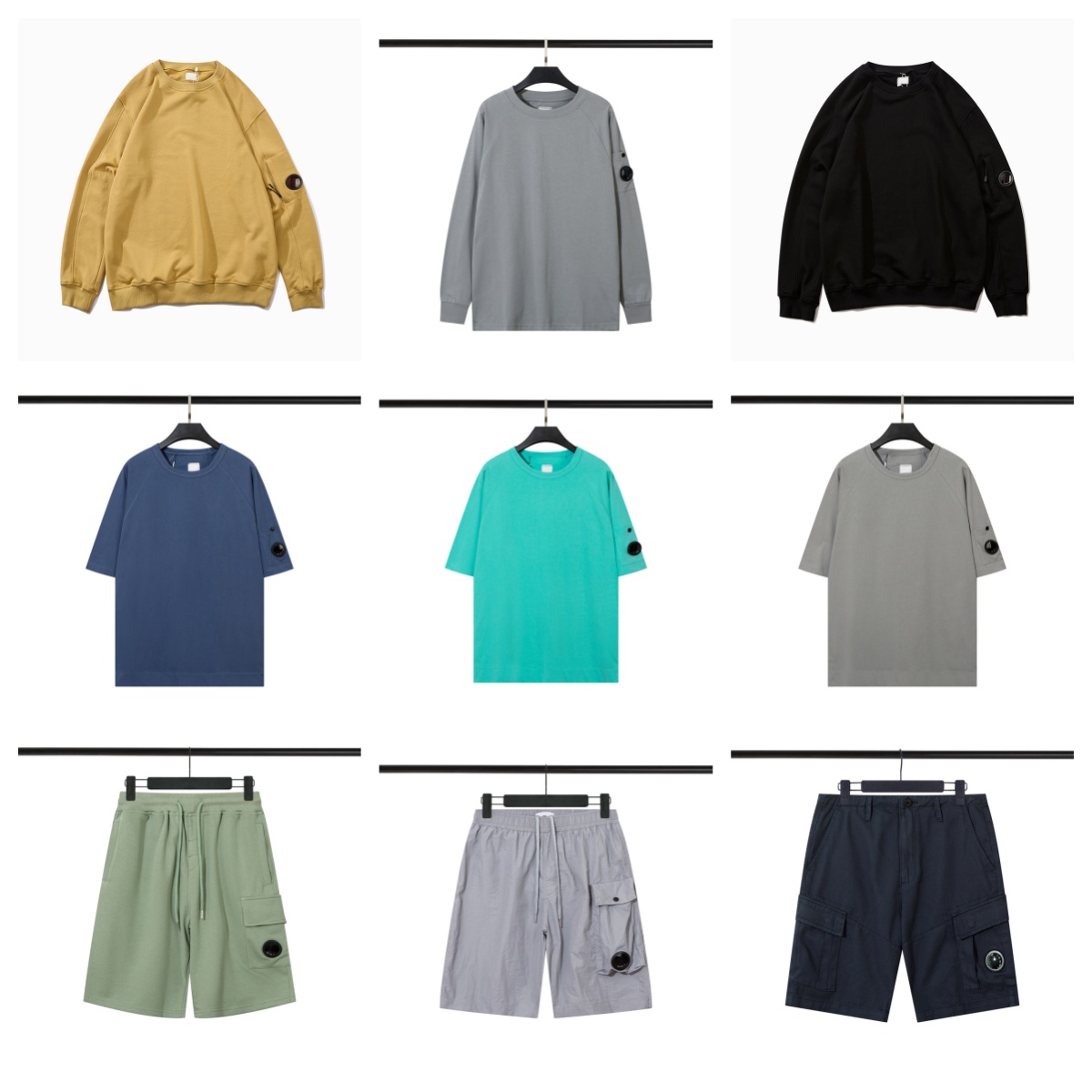 CshirtP New 2026 Men's Letter Print Short Sleeve T-Shirt Premium Crew Neck Sweatshirt Casual Sports Cargo Shorts Pockets Outfit Breathable Comf