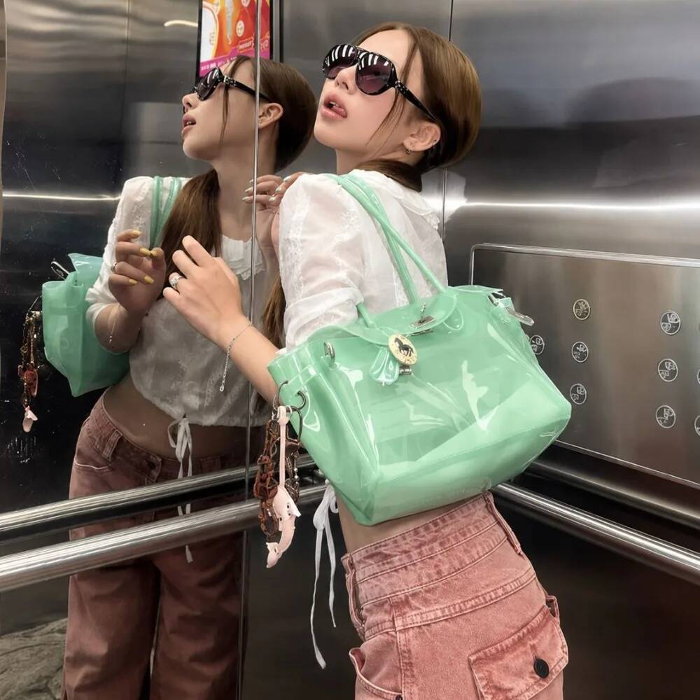 Jelly Bag 2026 New Tpu Transparent Summer Women's Tote Handbag Has Unique Texture, Fashionable Simplicity And Casual Daily Life
