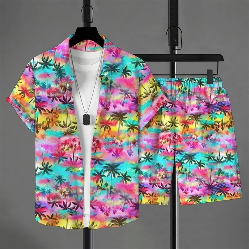 Hawaiian Style Mens Shortsleeved Shirt Summer Beach Short Suit Street Casual Y2k Shorts Leisure y260613