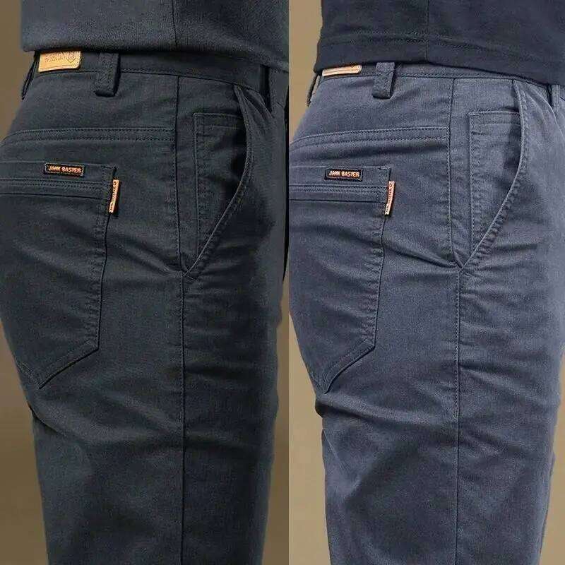 2025 Pantaloni da lavoro leggeri elastici versatili alla moda casual da uomo in cotone sottile estivo pantaloni dritti slim formali W260624