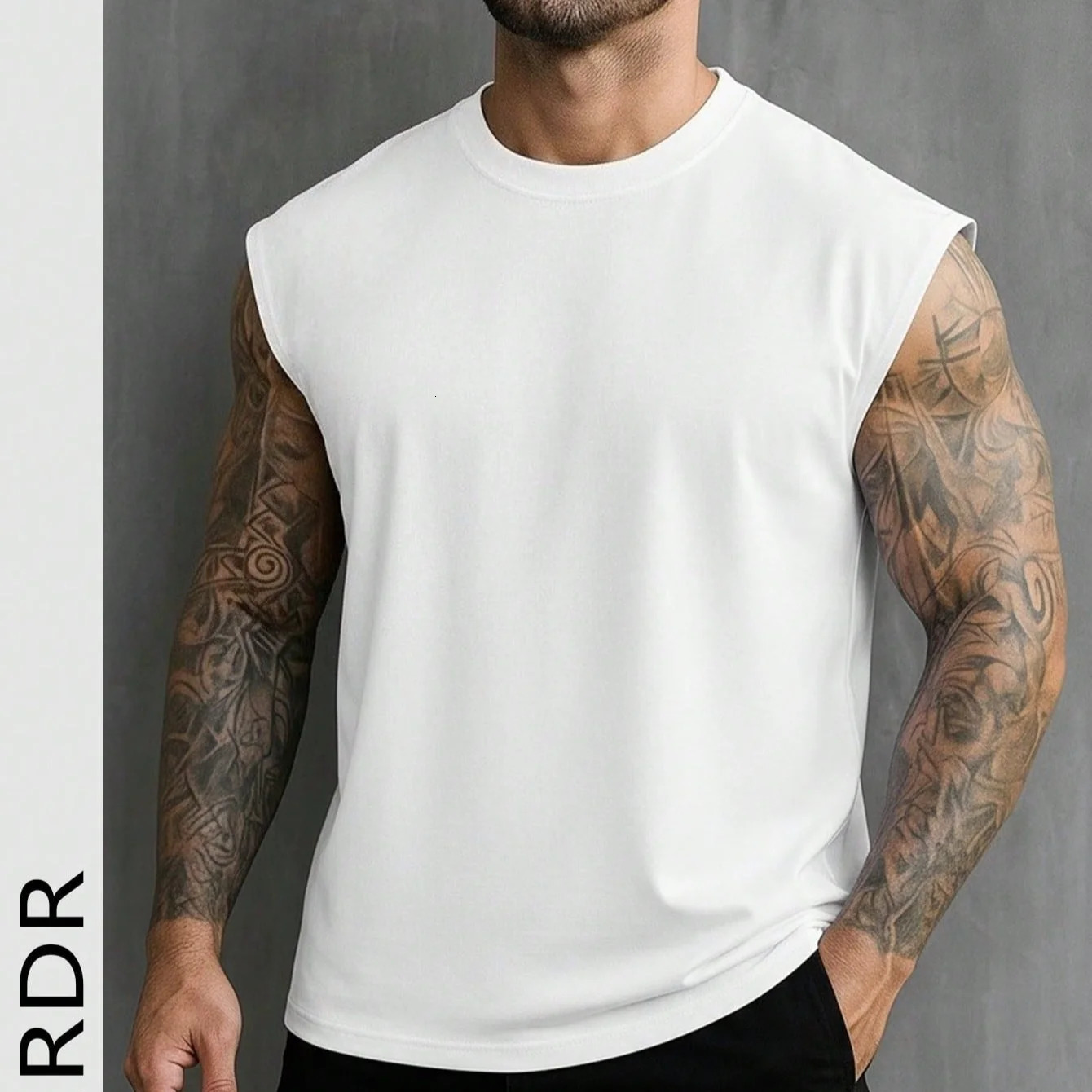 Mens White Sleeveless TShirt Tank Top Casual Loose Fit ONeck Basic Vest Summer Gym Workout Streetwear Tops 260624