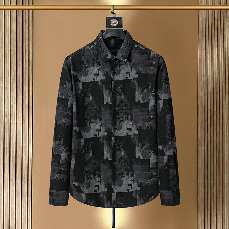 Luxury Designer Mens Business Dress Shirts Embroidery Pocket Slim Fit Long Sleeve Formal Gentleman Office Tops
