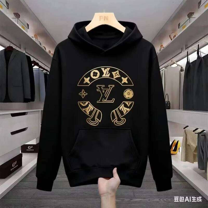 2026 autumn and winter new brand high-quality printed heavyweight hooded sweatshirt for men, trendy long sleeved handsome J260624