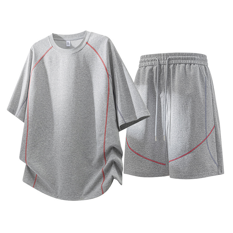 Sportswear T Shirt Shorts Plus-Size Ice Silk Casual Sports Suit Men, Summer Thin Short-Sleeve Shorts Two-Piece Set For Teenagers
