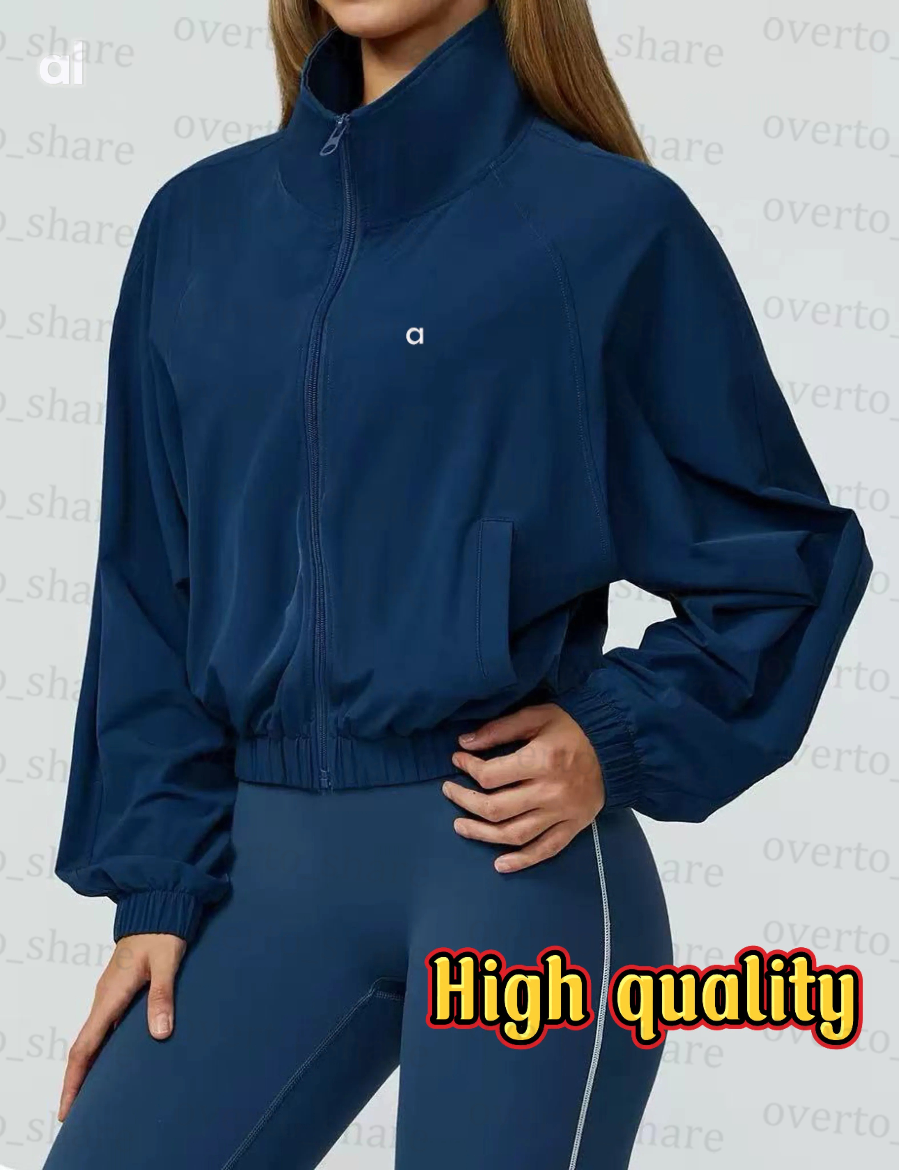 Womens Workout Tracksuit Zip Up Cropped Windbreaker Jacket Long Sleeve Crop Top High Waist Pocket Yoga Leggings Solid Color Gym Butt Lifting Side Po