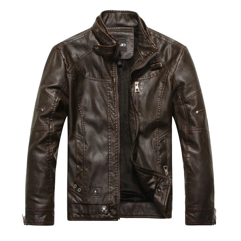 Male Retro American Style Leather Jacket Streetwear Men Outerwear Leather Jacket Men Stand Collar Coat Mens Motorcycle Blazer 260622