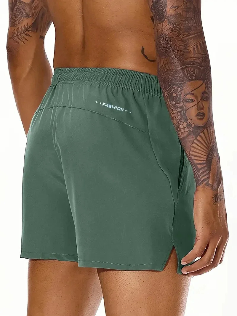 Men Summer Beach Models Solid Color Fashion Leisure Comfortable Elastic Waist Double Pockets Cool Sports Shorts 260624
