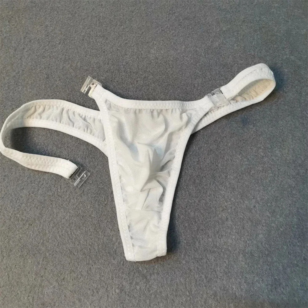 Sexy Detachable Buckle 2024 Sex Men Silky Mens Pouch Thong Panties Underwear Low Rise Nylon G Strings Plus Size 260624