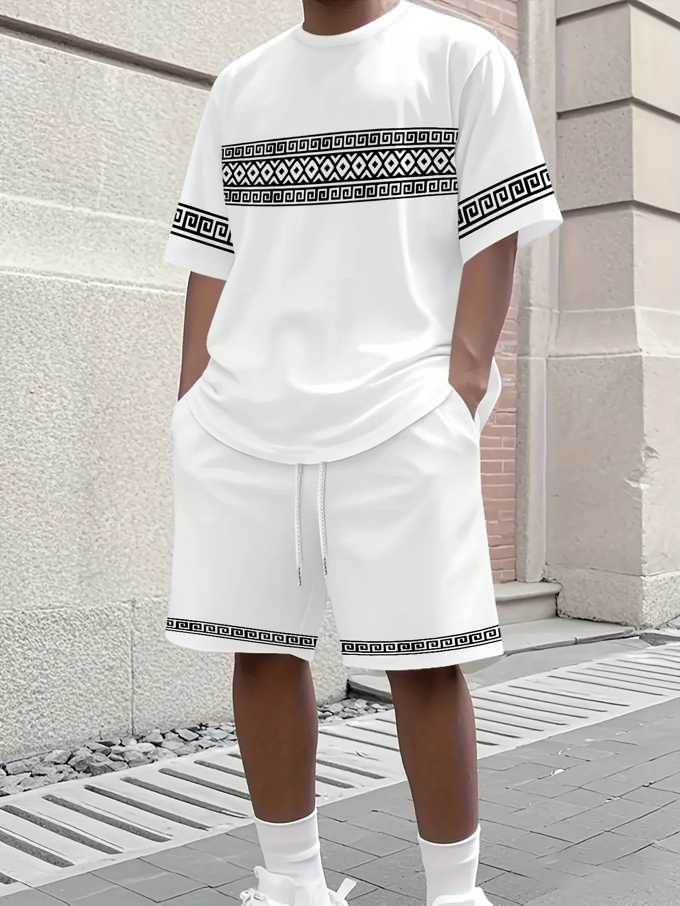 Summer Casual Mens TShirt and Shorts Set 2026 Sportswear Plus Size ShortSleeve Drawstring Pocket 260615