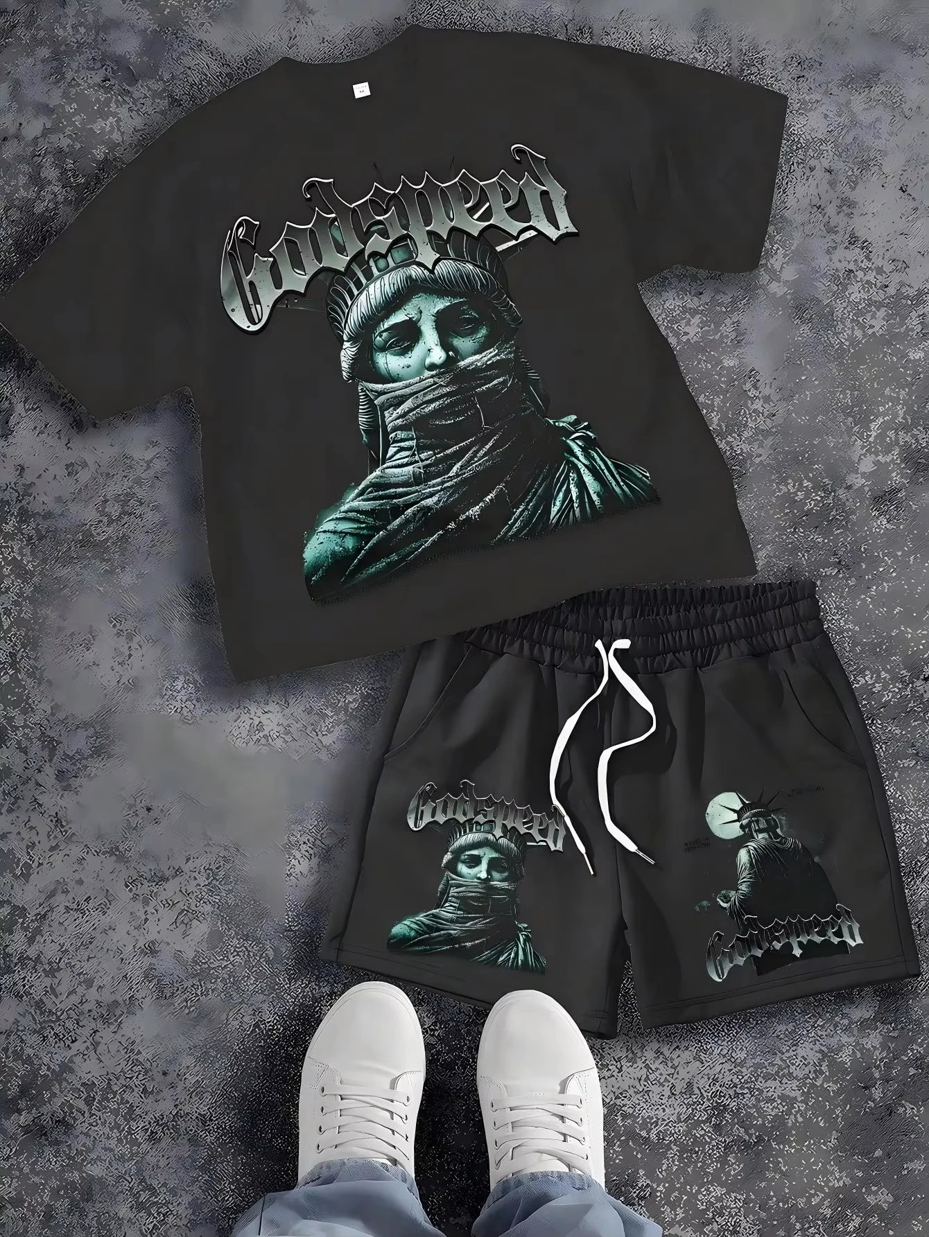 2026 Summer Mens ShortSleeved Set with 3D Patterned Print for Street Casual Fashion Comfortable and Breathable 260623