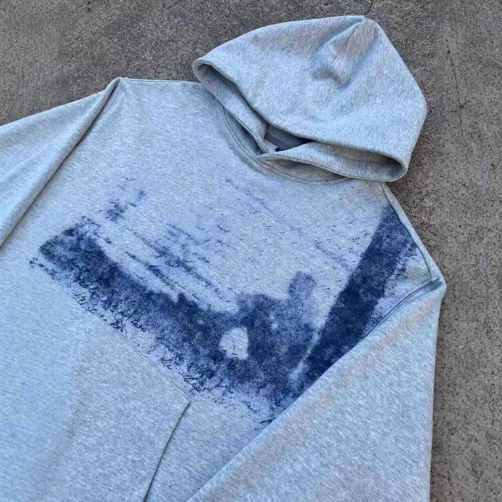 Y2k Felpa con cappuccio stampata con motivo retrò gotico grigio americano per uomo e donna Felpa oversize casual da jogging alla moda Hip Hop 26L062