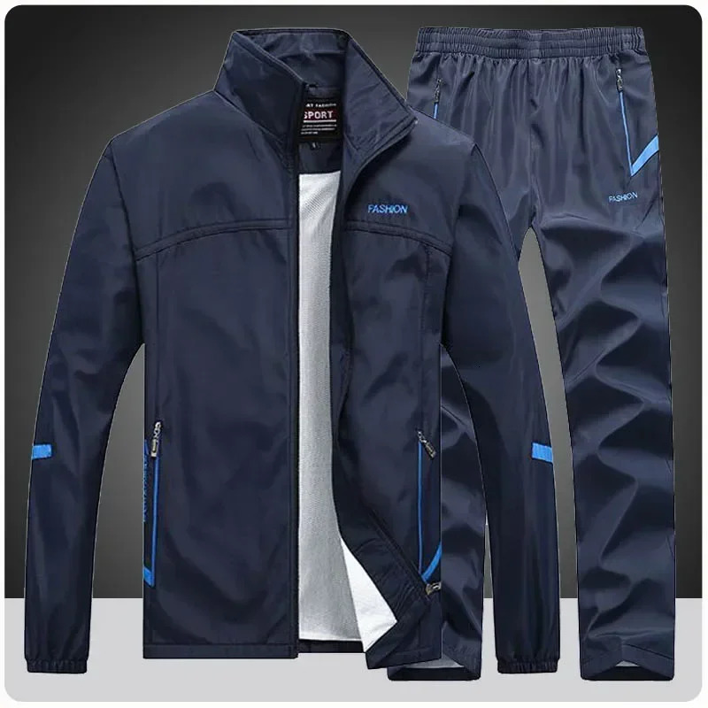 Casual Mens Tracksuit Spring Autumn Sportswear Two Pieces Sets Jackets SweatPants Joggers Male Zipper Sweatshirt Suit Outfit 260622