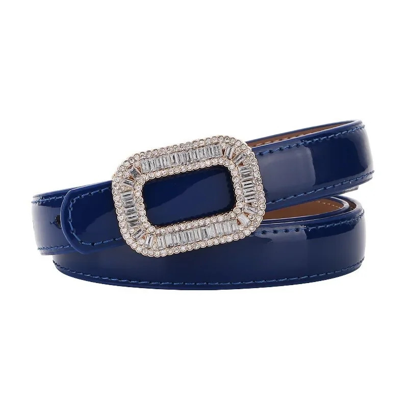 Rhinestone Buckle Womens Cowhide Belt Fashion Trend y Jeans Accessories Gothic Retro Punk Leather Thin Waistband 260624
