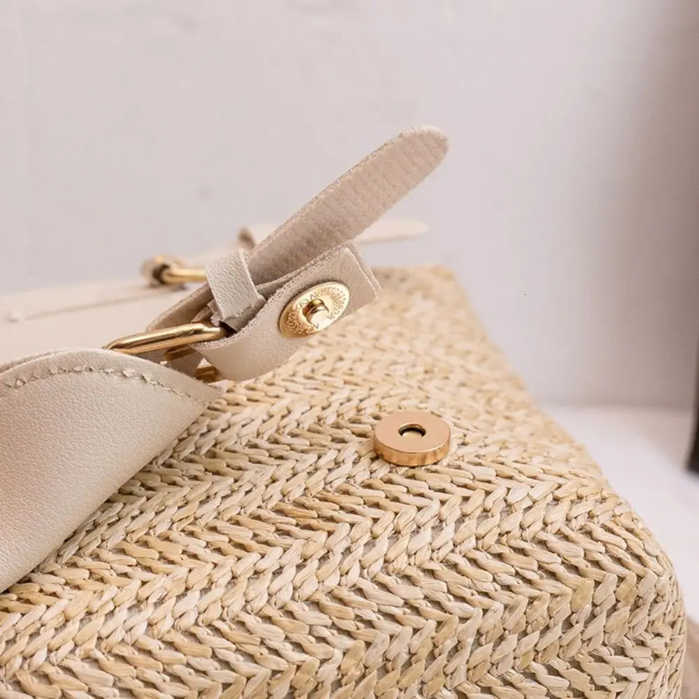Fashion PU Leather Straw Backpack Vintage Style Retro Shoulder Bag Elegant Look y Woven Backpack Beach Use 260624