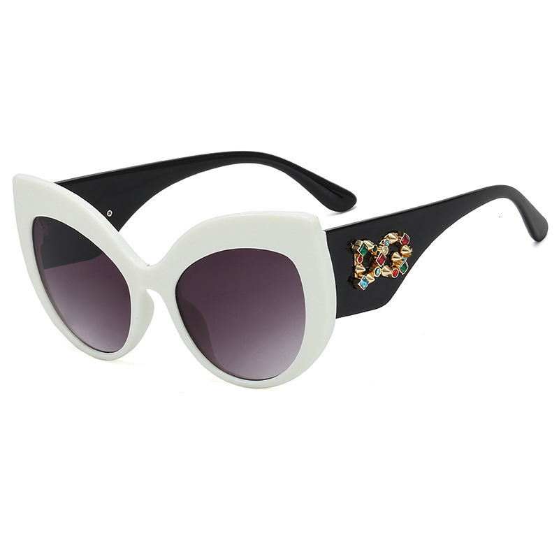 Luxury Premium Fashion Sunglasses 2025 New European And American Fashion Retro Cat-Eye Diamond-Studded Large Frame For Women, Popular Women's S