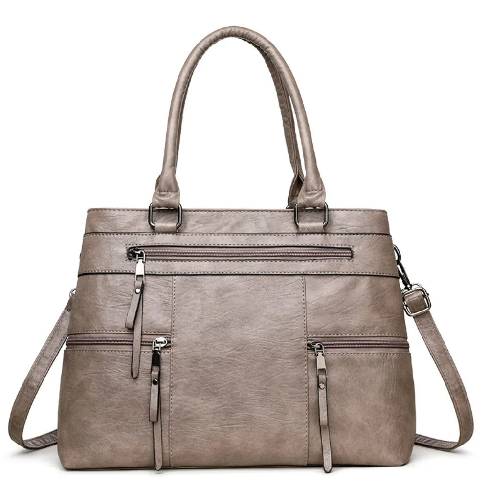 Casual Large Capacity Underarm Bag Soft Leather Solid Color Boston Cross Mom Female 260623