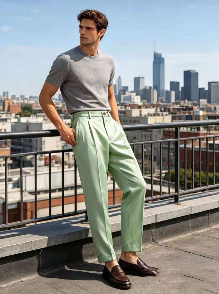 Men's Summer Straight Fit Pants Wrinkle-Resistant Breathable Cool Quick Drying Daily Sports Casual Trousers Expandable-Waist W260624