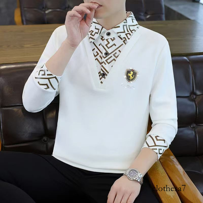 Trendy clothing, new spring autumn style, light luxury fashion, stylish collared sweatshirt, simple and trendy men's long-sleeve t-shirt