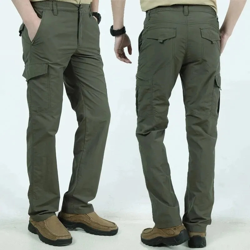 Summer Mens Quick Drying Pants Sports Outdoor Mountaineering Waterproof Large Size Multi Pocket Workwear Trousers 260623