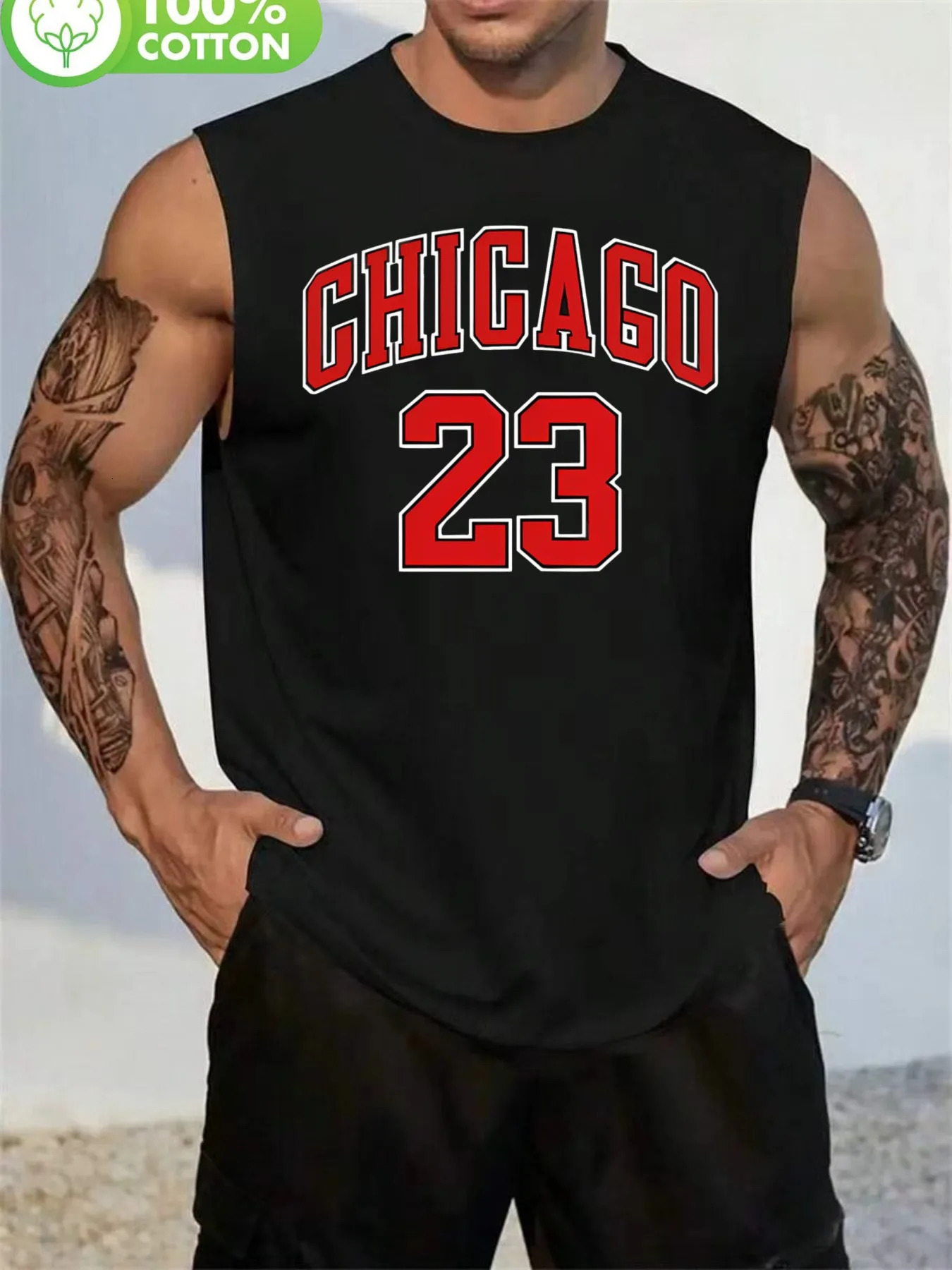 Mens 100 Cotton Coconut Palm Print Tank Top Casual Sleeveless Loose Fit Summer Streetwear Vest y260618
